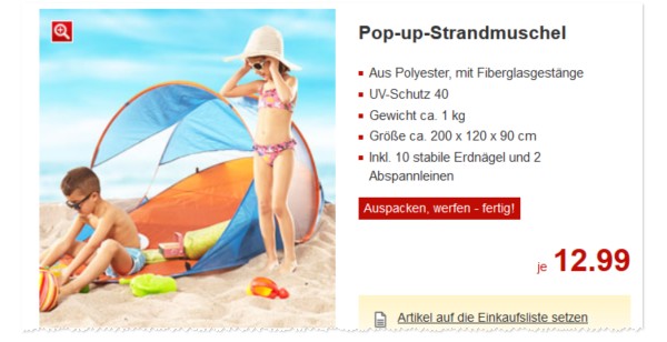 Kaufland Pop-up-Strandmuschel
