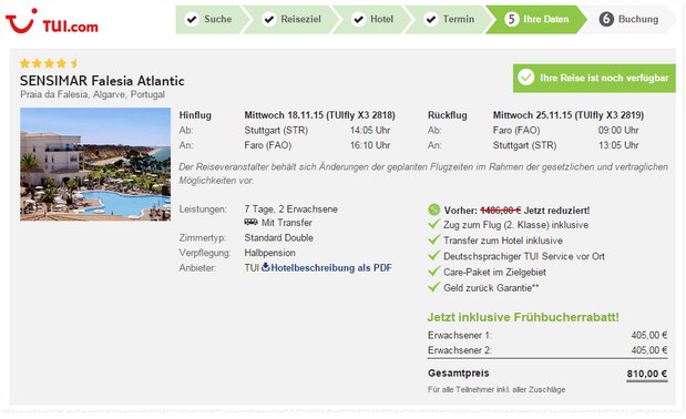 Algave-Reise ins Sensimar Falesia Atlantic mit TUI für 405 €
